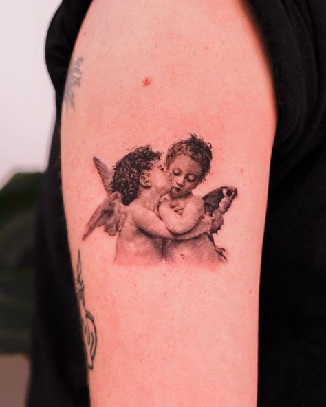 @jz_inker • Instagram photos and videos Fine Line Realism Tattoo, Artist Atelier, Cherub Tattoo, Realism Tattoos, Soothing Gel, Scarring, New Tattoo, Realism Tattoo, Unique Words