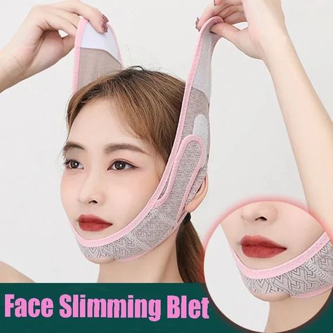 Elastic Face Slimming Bandage V Line Face Shaper Chin Cheek Lift Up Belt Facial Anti Wrinkle Strap Exercise Face, Jawline Exercise, V Line Face, Cheek Lift, Line Face, V Line, Face Lift, Face Care, Anti Wrinkle