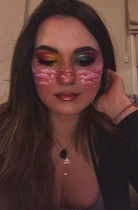 #rainbow #rainbowcore #rainbowmakeup #rainboweyeshadow #clouds #blush #cloudmakeup #makeup #makeupjunkie #makeupartist #eyeshadow #eyeshadowlooks Rainbow Blush Makeup, Rainbow Blush, Rainbow Eyeshadow, Cute Eyeshadow Looks, Rainbow Makeup, Blush Makeup, Over The Rainbow, Eyeshadow Looks, Makeup Artist