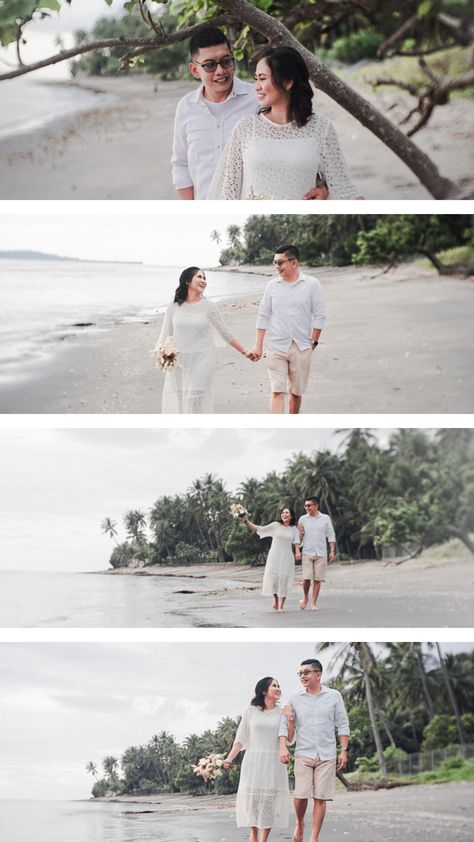 Prawedding Konsep Outdoor Casual, Prewedding Photography Beach, Beach Reference, Beach Prewedding, Prewed Casual, Prewed Outdoor, Prewedding Pose, Pola Rok, Pose Prewedding