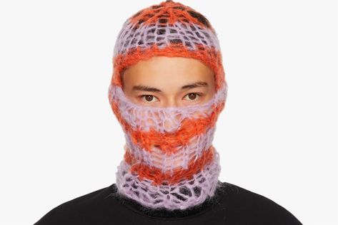 Raf Simons Drops Lush Striped Mohair Balaclavas #daily #news #hypebeast #mux #muxjasper #fivedoubleues Balaclava Design, Balaclava Fashion, Knit Balaclava, White Embroidered Shirt, Crochet Hood, Circular Fashion, Knitted Balaclava, Mohair Knit, Crochet Bucket Hat