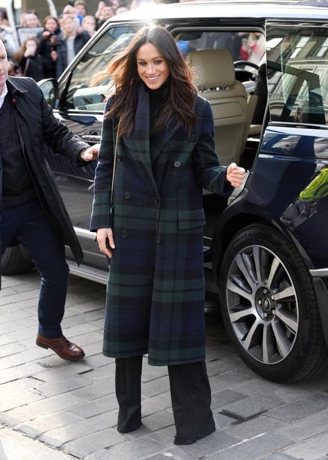 Meghan Markle wore a £1,995 Burberry coat for the royals' visit to Edinburgh Meghan Markle, Plaid