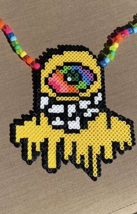 Pearlers Rave, Perler Bead Patterns Edm, Rave Perler Beads, Trippy Perler Beads, Lost Lands Perler, Rave Candies, Subtronics Perler Pattern, Subtronics Perler, Rave Perler Ideas