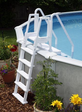 Swim Time Easy Pool Step With Outside Ladder For Above Ground Pools Pool Ladders, Above Ground Pool Ladders, Above Ground Pool Steps, Swimming Pool Ladders, Oval Pool, Bathroom Wood, Pool Stuff, Pool Ladder, Pool Steps