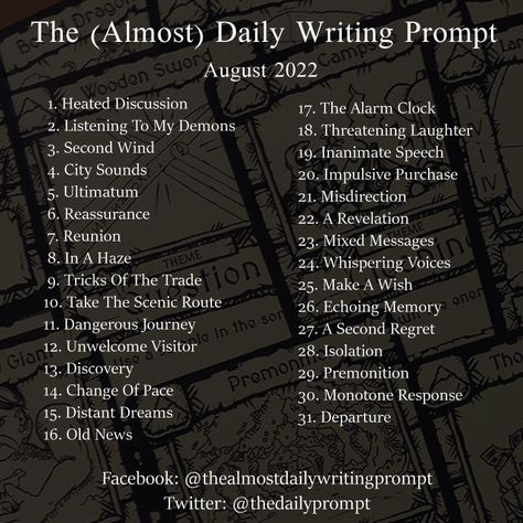 Song Prompts Creative Writing, Writing Prompts For Writers Challenges, Creative Writing Prompts Dark, Book Title Ideas Dark, Writing Challenge Fiction, Poetry Book Title Ideas, Almost Daily Writing Prompts, Song Writing Prompt, Poem Prompts Ideas