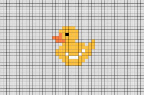 Duck Pixel Art Bird Pixel Art, Pixel Art Animals, Easy Pixel Art, Tiny Cross Stitch, Pixel Art Templates, Pixel Drawing, Hama Beads Design, Diy Perler Bead Crafts, Art Kawaii