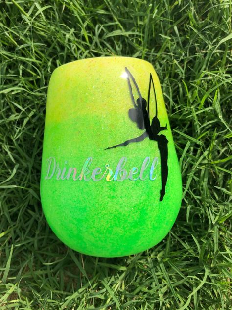 Tinkerbell Tumbler, Cups And Glasses, Creative Chaos, Yellow Ombre, Tumbler Cups Diy, Wine Tumbler, Tumbler Design, Wine Tumblers, Tumbler Cups