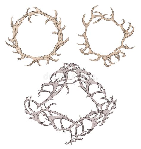 Set of different frame of deer antlers. Vector element for your design stock illustration Antler Illustration, Diy Antlers, Antler Design, Deer Illustration, Deer Horn, Diy Stamp, Harvest Moon, Co Design, Deer Antlers