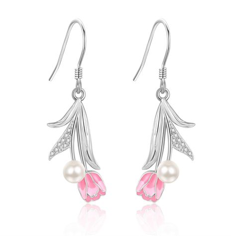 PRICES MAY VARY. 🌷【Tulip Design】:Our tulip earrings are a wonderful way to celebrate the allure of nature, inspired by nature. 🌷【S925 Material】: Crafted with S925 sterling silver, this tulip gifts for women is durable, hypoallergenic, and resistant to tarnishing, ensuring long-lasting beauty and comfort. 🌷【Size & Package】:The flower earrings size is 0.87*0.37 in. Package:1 x sterling silver tulips gifts for women, 1 x polishing cloth and 1 x exquisite gift box. 🎁【Perfect Gift for Her】:Whethe Tulip Gifts, Sterling Silver Flower Jewelry, Tulip Earrings, Lily Jewelry, Flower Dangle Earrings, Tulip Design, Flower Jewelry, Sterling Silver Flowers, Lily Flower