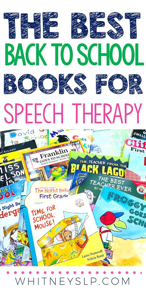 If you're looking for Back to School Books for Speech Therapy, this post includes a list of some of the best...and some surprise freebies! Back To School Speech Therapy Activities, Back To School Speech Therapy, Books For Speech Therapy, Speech Therapy Activities Elementary, Speech Therapy Book Companions, Back To School Books, Activities Elementary, School Speech Therapy, Slp Ideas