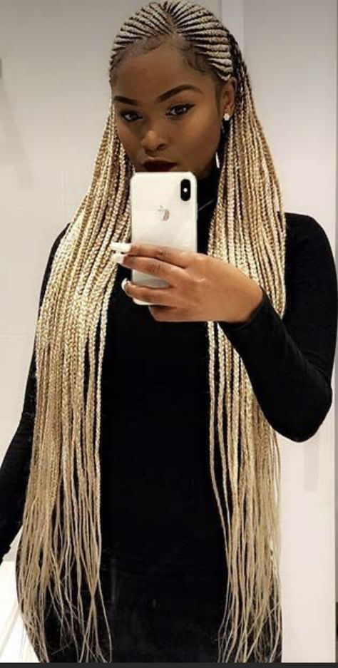 Feed In Braids Ponytail, Black Box Braids, Feed In Braids Hairstyles, African Hair Braiding Styles, Blonde Braids, Afrikaanse Mode, Feed In Braid, Fulani Braids, Beautiful Braids