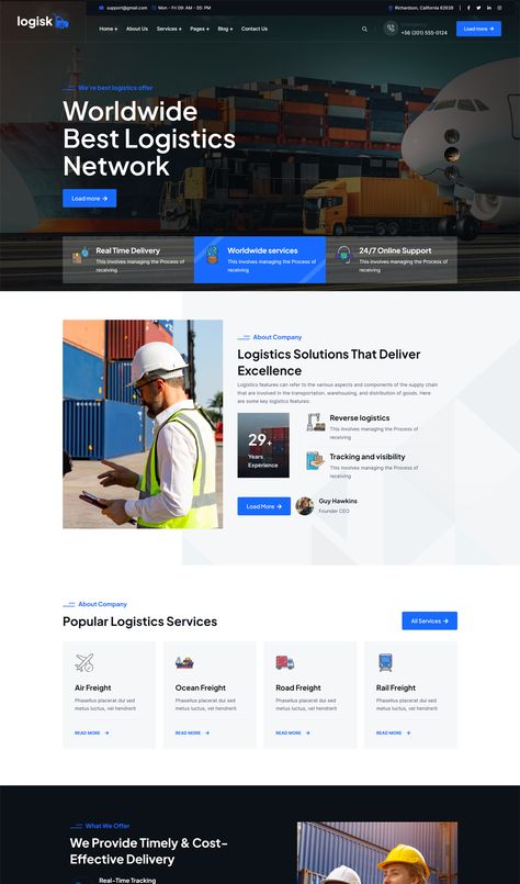 Transport & Logistic Service HTML Website Template Logistics Design, Transport Logistics, Logistics Network, Service Template, Industrial Packaging, Html Website, Logistics Transportation, Html Website Templates, Ui Design Website