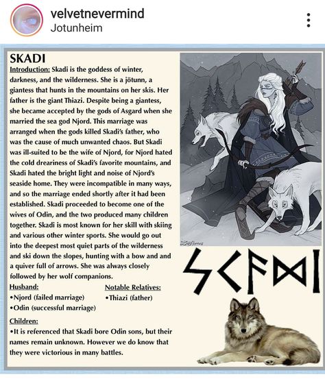 Nordic Gods And Goddesses, Norse Pagan Gods And Goddesses, Norse God Names, Fenrir Offerings, Skadi Norse Goddess, Norse Paganism For Beginners, Skadi Norse Mythology, Norns Norse Mythology, Volva Norse Witch