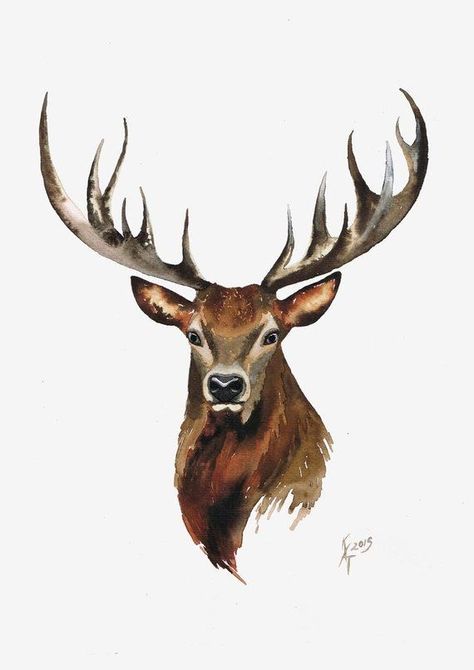 Ink Tattoo Design, Red Tattoo Ideas, Stag Tattoo, Red Ink Tattoo, Deer Drawing, Artist Prints, Red Tattoo, Deer Pictures, The Stag