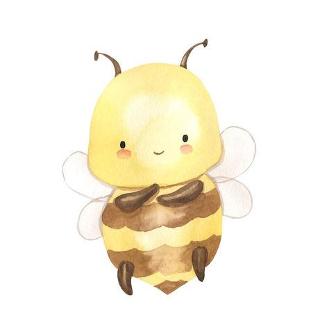 Watercolor honey bee illustration for ki... | Premium Vector #Freepik #vector #cute-watercolor #watercolor-animals #watercolor-baby #cartoon Faith Crafts, Animal Baby Room, Illustration For Kids, Nursery Illustration, Bee Painting, Bee Illustration, Animals Nursery, Baby Posters, Baby Illustration