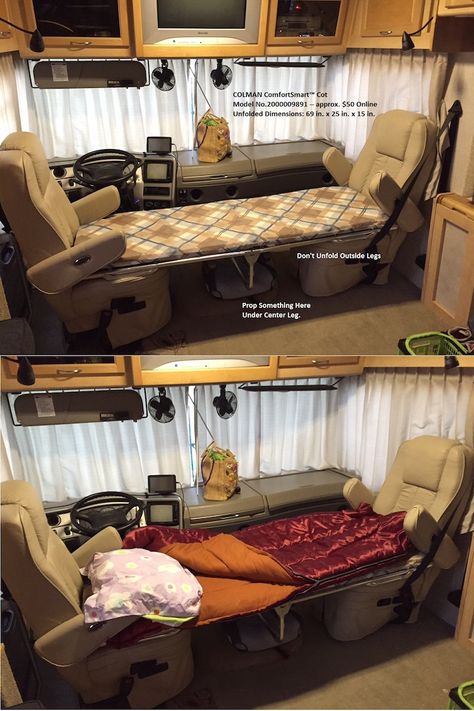 Adding a cot to a Class A motorhome Kombi Trailer, Motorhome Living, Astuces Camping-car, Motorhome Remodel, Class A Motorhome, Kombi Motorhome, Stealth Camping, Tenda Camping, Suv Camping