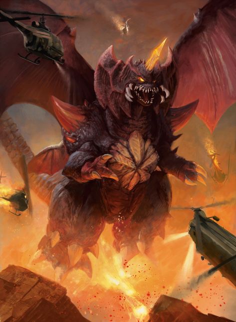 Godzilla Vs Destroyah, Godzilla Franchise, Godzilla Wallpaper, All Godzilla Monsters, Kaiju Art, Magic The Gathering Cards, Arte Dc Comics, Japanese Film, Giant Monsters