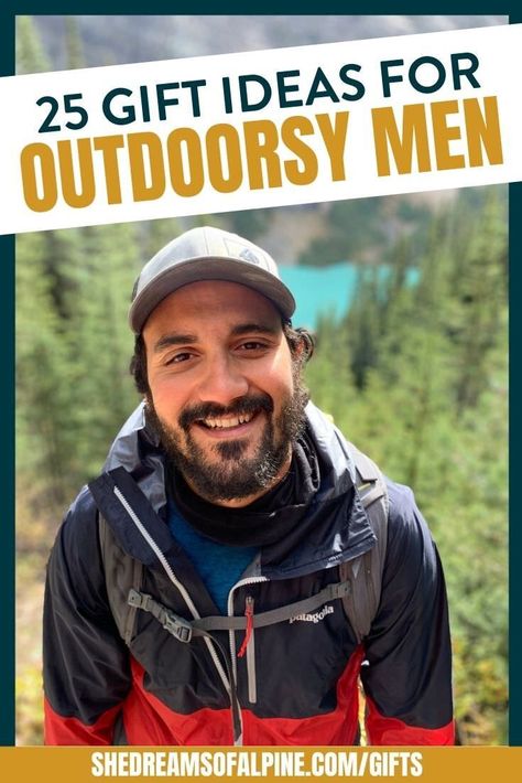 25 Best Gifts for Outdoorsy Men | Get the outdoorsman in your life a birthday or Christmas gift that they’ll truly love to use in the backcountry by using this specially curated list of outdoorsy gifts for him. From outdoor clothing to outdoor gadgets to outdoor gear that’ll keep him safe in the backcountry, you’re bound to find the perfect gift idea for any outdoorsy guy in this blog post. | shedreamsofalpine.com Gifts For Outdoorsy Man, Outdoorsy Man, Outdoorsy Men, Hiking Gear List, Rock Climbing Training, Outdoorsy Gifts, Hiking Club, Outdoor Gadgets, Christmas Look