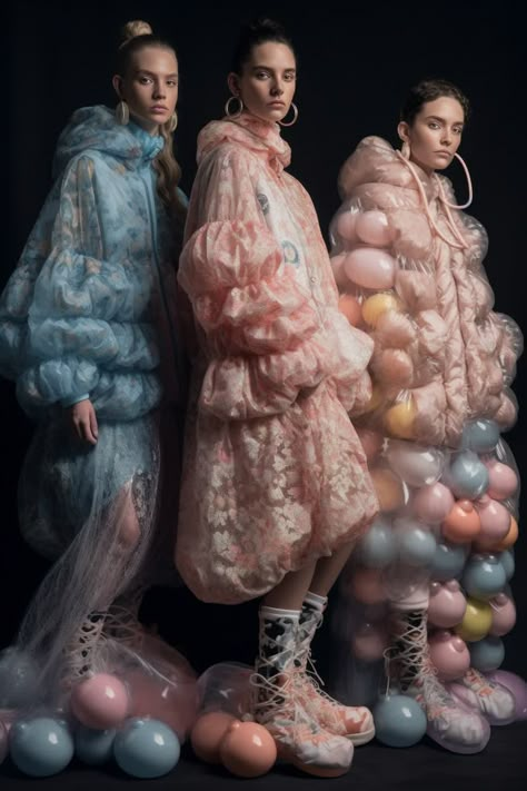 Art Show Fashion, Baloon Dress, Balloon Fashion, Bubble Outfit, Surrealism Fashion, Puffy Clothes, Utopia Fashion, Surreal Fashion, Uni Fashion