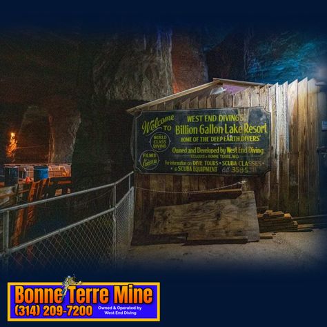 The Mine at Bonne Terre 🤿😀🚶‍♀️ Owned & Operated by West End Diving (314) 209-7200 #adventure #bonneterremine #historiclandmark #missouri #geomine #familyadventure #scubadiving #missouri #tours #attractions #walkingtour Bonne Terre Mine Missouri, Family Adventure, West End, Walking Tour, Scuba Diving, Missouri, Diving, Minions