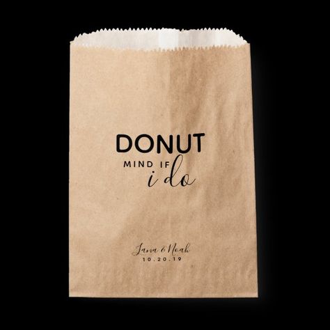 Donut Mind If I Do Wedding Treat Favors Favor Bag Late Night Snack Wedding, Easter Wrapping Paper, Personalized Favor Boxes, Wedding Favors Packaging, Wedding Favor Table, Wedding Treats, Wedding Personalized, Custom Wedding Favours, Wedding Gift Bags