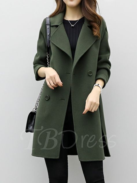 Plain Coats, Mode Mantel, Winter Stil, Long Sleeves Coats, Outfit Women, Woolen Coat, Double Breasted Coat, Coat Black, Winter Coats