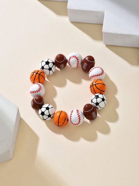 Multicolor  Collar  Wood   Embellished   Women's Fashion Jewelry Football Game Party, Beads Bracelet For Men, Beaded Bracelet For Men, Baseball Party, Game Party, Couple Jewelry, Football And Basketball, Mens Beaded Bracelets, Bracelet For Men