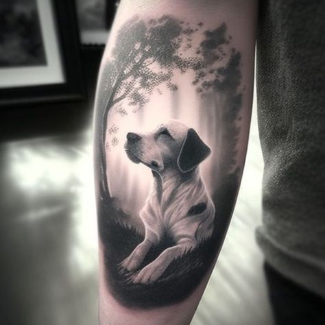 Dog Tattoo On Forearm, Dog Idea Tattoos, Dog Memorial Tattoo Ideas, Ziggy Tattoo, Labrador Tattoo Ideas, Dog Memorial Tattoos Unique, Dog Tattoo Ideas Memorial, Labrador Tattoo, Splash Tattoo