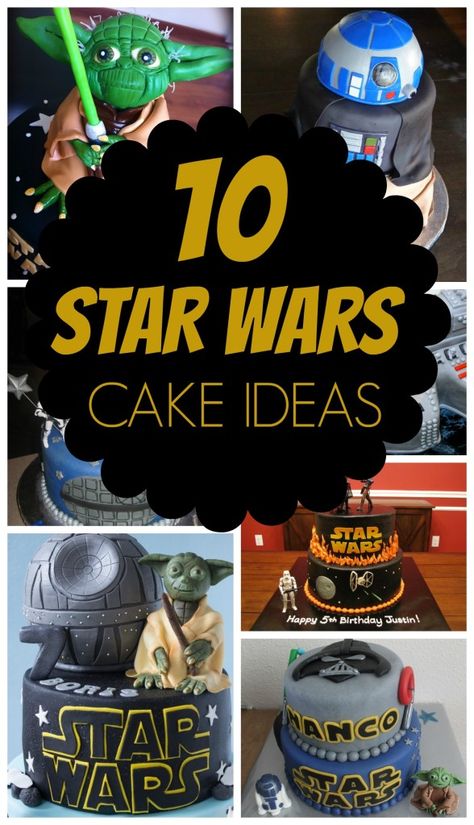 10 Out of This World Star Wars Cakes - Pretty My Party - Party Ideas Star Wars Themed Birthday Cake, Star Wars Birthday Cake Easy, Star Wars Theme Cake, Star Wars Themed Cake, Gateau Star Wars, Star Wars Birthday Cakes, Star Wars Cupcake Ideas, Star Wars Cakes Birthday Boys, Star Wars Birthday Cake Ideas