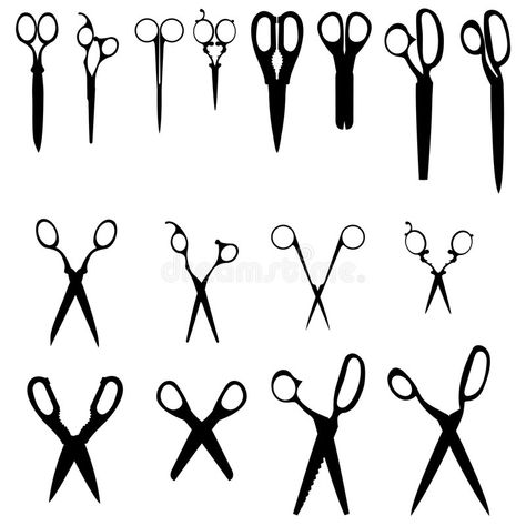 Vector set of scissors royalty free illustration Hair Scissor Tattoos, Types Of Scissors, Shears Tattoo, Sewing Tattoos, Rain Tattoo, Routine Life, Flock Print, Small Tats, Planet Tattoos