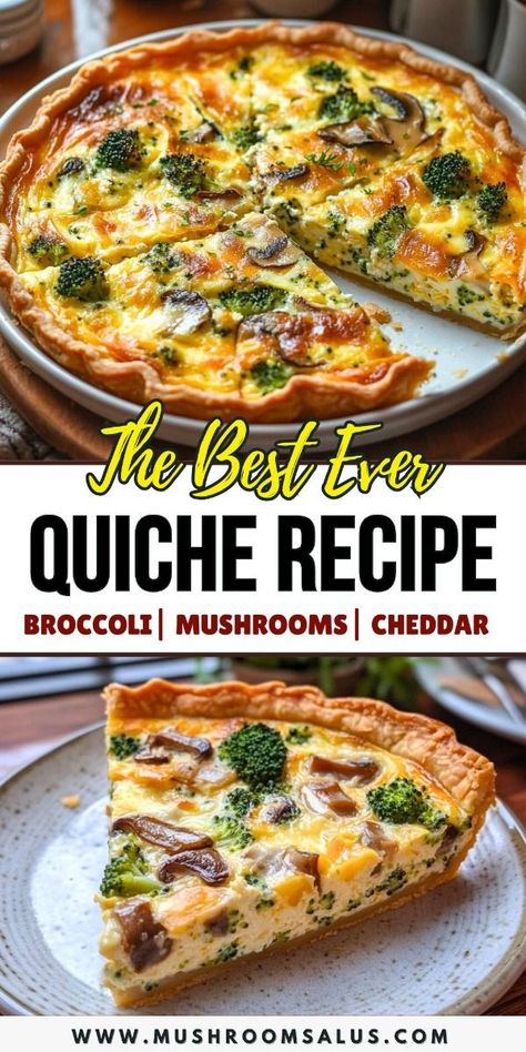 Vegetarian Brunch Casserole, Savory Vegetarian Breakfast, Brunch Veggies, Broccoli And Cheese Quiche, Best Quiche Recipe Ever, Quiche With Broccoli, Vegetarian Breakfast Ideas, Vegetarian Brunch Recipes, Quiche Recipes Healthy