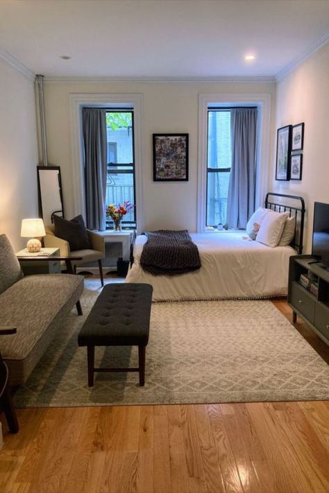 Cozy Studio Apartment, Studio Apartment Living, Deco Studio, Small Studio Apartment, Hotel Room Design, Small Apartment Design, Dream Apartment Decor, Studio Apartment Layout, Small Space Design