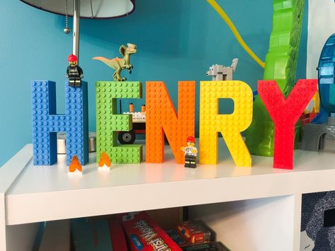 Bright Kids Room, Lego Letters, Lego Room Decor, Lego Bedroom, Playroom Signs, Kids Bedroom Walls, Lego Room, Christmas Gifts For Boys, Letters For Kids