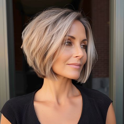 Angular Bob Haircut, Bob For 50 Year Old, Short Hair Styles Over 40 For Women, Short Hair For 50 Year Old Women, Textured Bob Short, Hairstyles For Over 50 Women, Angular Bob, Hairstyles For Ladies, Short Straight Hair