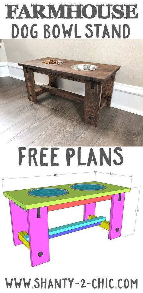 Diy Dog Bowl Stand, Farmhouse Furniture Plans, Diy Dog Bowl, Farmhouse Furniture Diy, Diy Muebles Ideas, Classy Furniture, Play Kitchens, Diy Tumblr, Dog Bowl Stand