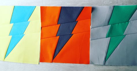 August – Lightning Bolts – Vancouver Modern Quilt Guild Lightning Bolt Quilt Block, Lightning Quilt, Quarter Inch Seam, Fire Works, Lightning Bolts, Quilt Guild, Quilt Design, Modern Quilt, Forest Fire