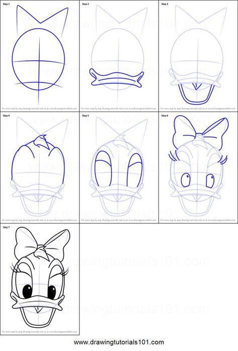 How To Draw Daisy Duck, How To Draw Disney Characters Step By, Disney Drawing Tutorial Step By Step, How To Draw Disney Characters, Daisy Duck Drawing, Draw Daisy, How To Draw Disney, Nail Art Dessin, Disney Character Sketches