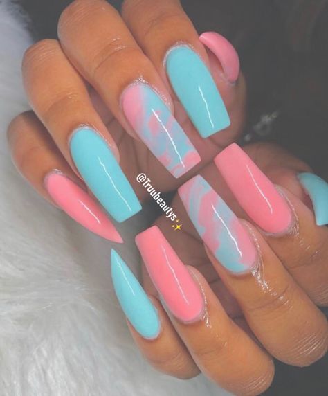 @Truubeautys ✨‼️ Simple Acrylic Nails, Long Acrylic Nails Coffin, Blue Nail, Acrylic Nails Coffin Short, Summer Acrylic Nails, Neon Nails, Coffin Nails Designs, Fire Nails, Dream Nails