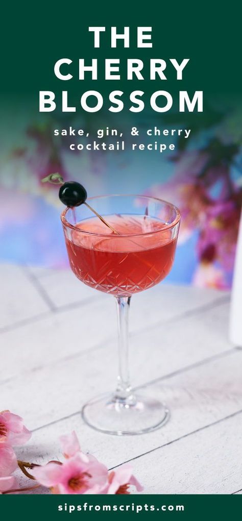 Cherry Blossom Drink Cocktails, Cherry Blossom Cocktail Recipe, Cocktails With Saki, Sake Drinks Cocktails, Chinese Cocktail Recipes, Asian Drinks Cocktails, Asian Cocktails Recipes, Chinese Cocktails, Sake Cocktail Recipes