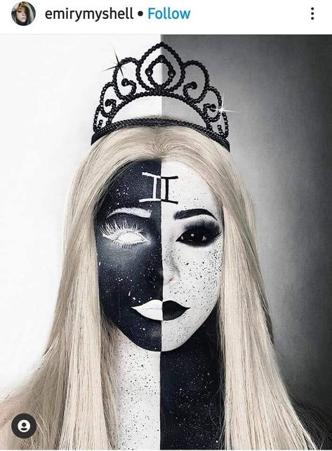 Gemini Halloween Costume, Gemini Makeup Looks, African Makeup, Extreme Makeup, Creepy Halloween Makeup, Witch Makeup, Special Fx Makeup, Face Art Makeup, Halloween Makeup Inspiration