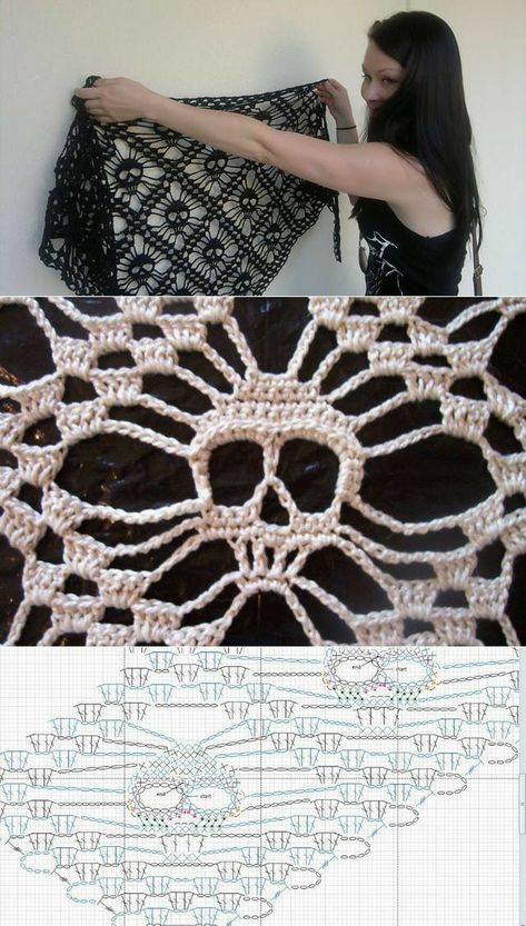 Crochet Skull Patterns, Crochet Skull, Crochet Braid Styles, Crochet Design Pattern, Crochet Fashion Patterns, Crochet Clothes Patterns, Chale Crochet, Halloween Crochet, Diy Crochet Projects