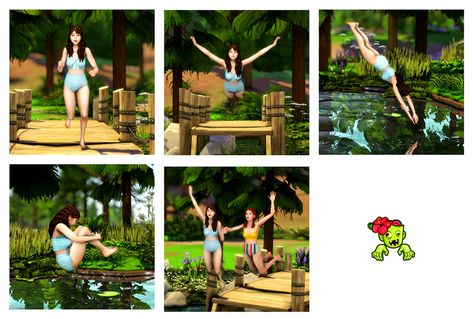 Body Turnaround, Jumping Poses, Sims Poses, Ts4 Poses, Mermaid Pose, 4 Poses, Water Exercises, Sims 4 Characters, Sims 4 Mods Clothes