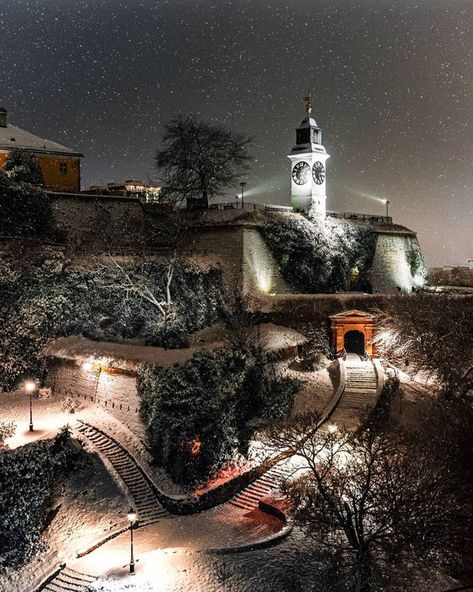 Petrovaradin Fortress in winter, Novi Sad, Serbia : europe Area 88, Three Kings Day, European Bucket List, Russian Ukraine, Landlocked Country, Magical Winter, Belgrade Serbia, The Balkans, Kings Day