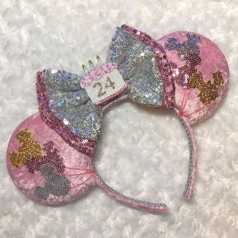 SewnByFairies 🧚🏻‍♂️ on Instagram: “More Birthday ears! Super sparkly holo bow on these ones! 🎂 . #Disney #sewnbyfairies #disneybound #disneyland #disneyworld #minniemouse…” 21st Birthday Mickey Ears, Birthday Ears Disney, Disney Ears Birthday, Disney Birthday Ears, Diy Disney Ears, Saving Strategies, Diy Disney, Birthday Disney, Disney Birthday