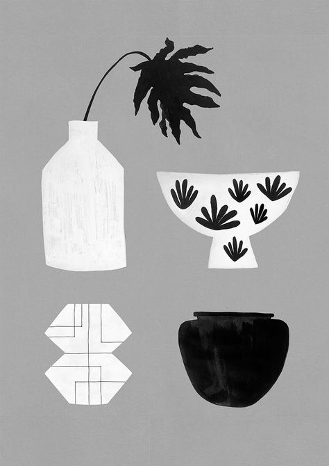 Scandi Illustration, Pot Illustration, Scandinavian Homes, Drawing Black And White, Drawing Black, Simple Illustration, Literature Art, Arte Popular, Black And White Illustration