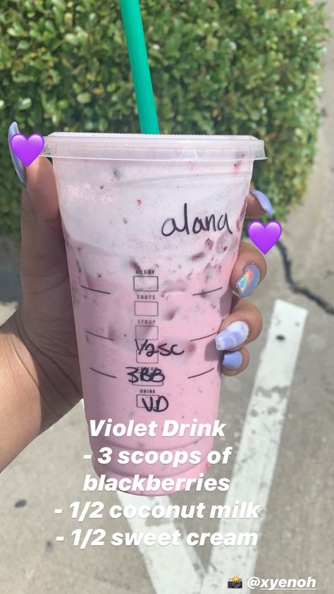 Pink And Purple Starbucks Drink, Starbucks Violet Drink, Violet Drink Starbucks, Coconut Starbucks Drinks, Starbucks Drinks With Coconut Milk, Purple Drink Starbucks, Purple Starbucks Drink, Starbucks Purple Drink, Purple Drink