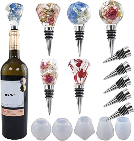 Come with 5pcs alloy stoppers for making several sparkling wine bottle stoppers. Keep Wine Fresh: wine stopper silicone molds for epoxy resin not only great for decoration, also works well on ensuring the freshness of wine. Fits on most bottles, such as cognac, bourbon, whiskey, vodka, rum, Champagne and others. Add some glitter or sequins into the wine stopper resin molds silicone. Molds made of high quality silicone material, durable and reusable, easy to demold and clean. #ad Crystal Soap, Formy Silikonowe, Red Wine Bottle, Candle Making Molds, Silicone Resin Molds, Mold Kit, Crystal Resin, Casting Resin Molds, Wine Bottle Stoppers