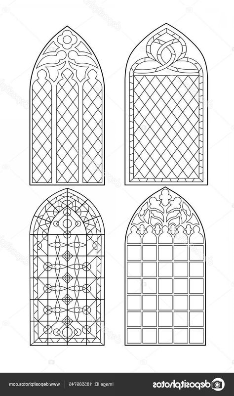 Stained Glass Windows Church, Gothic Windows, زجاج ملون, Graphisches Design, Church Windows, Stained Glass Patterns, Elementary Art, Teaching Art, Illustration Vector