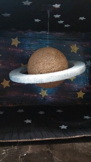 My son made this for his saturn project#2nd Saturn Model Project, Uranus Diorama, Saturn Model Project Kids, Saturn Crafts For Kids, Saturn Project For School, Saturn Planet Project, Planet Diorama, Jupiter Project, Saturn Project