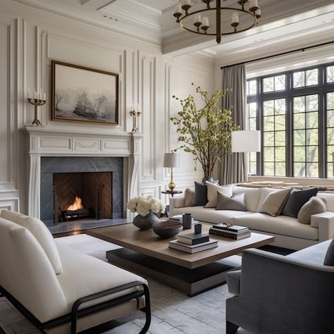 Classic modernity is achieved in the lounge, reflecting design versatility and aesthetic fusion Modern French Interior Design, Transitional Style Interior Design, Traditional Glam, Restoration Hardware Style, French Interior Design, Dining Room Design Modern, Transitional House, The Lounge, French Interior